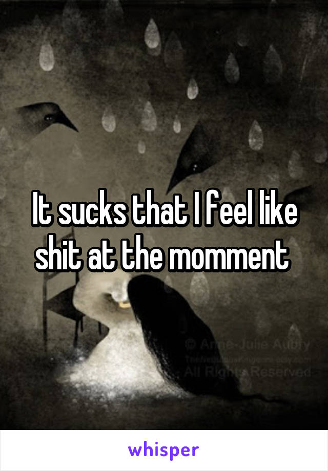 It sucks that I feel like shit at the momment 
