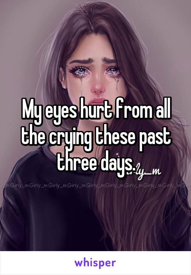 My eyes hurt from all the crying these past three days.