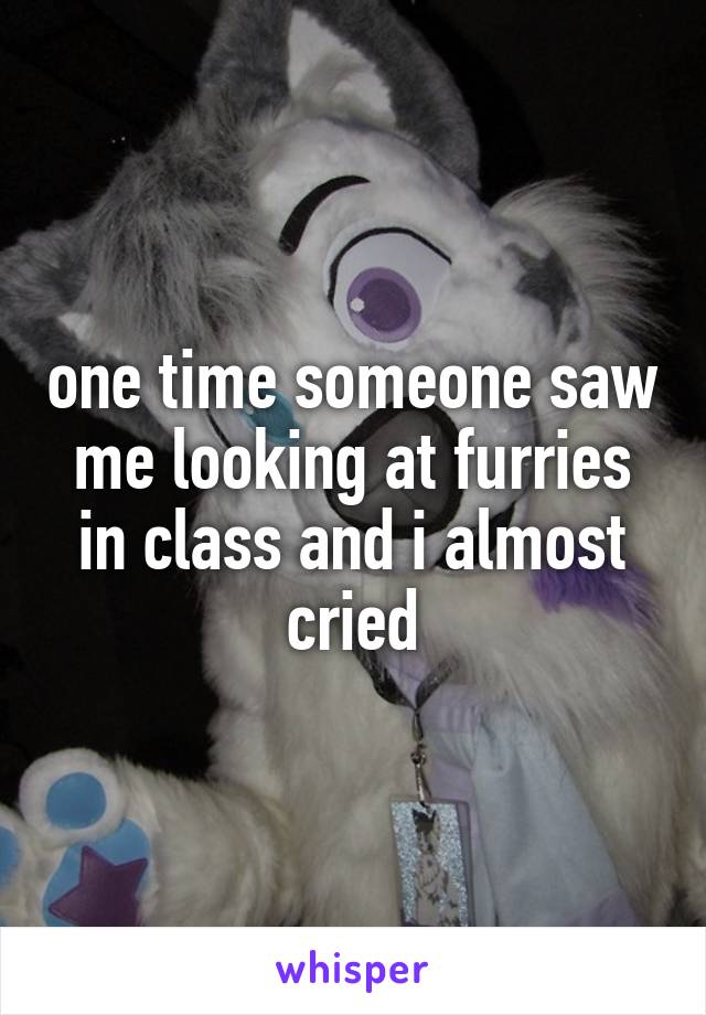 one time someone saw me looking at furries in class and i almost cried