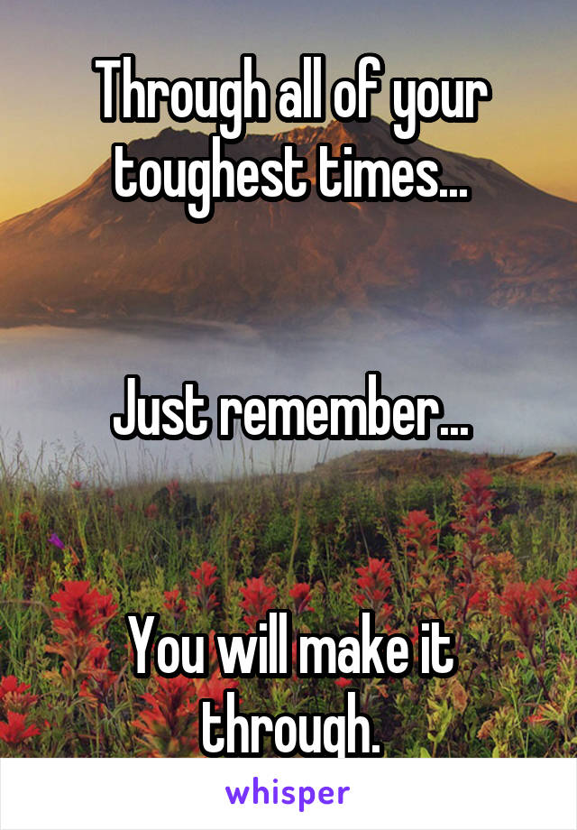 Through all of your toughest times...


Just remember...


You will make it through.