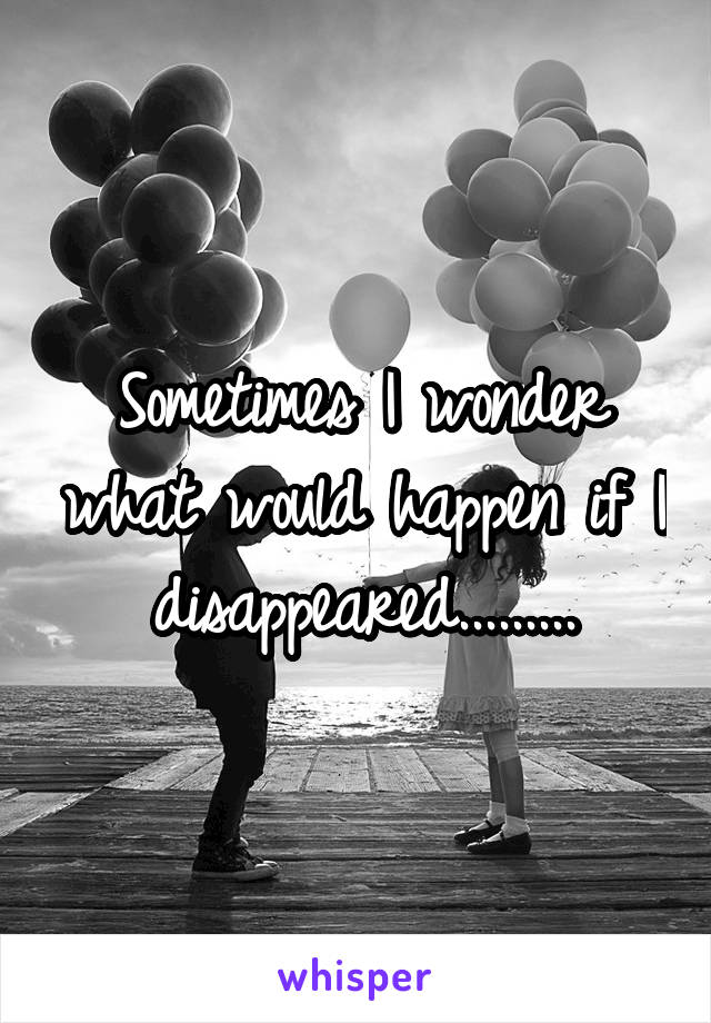 Sometimes I wonder what would happen if I disappeared.........