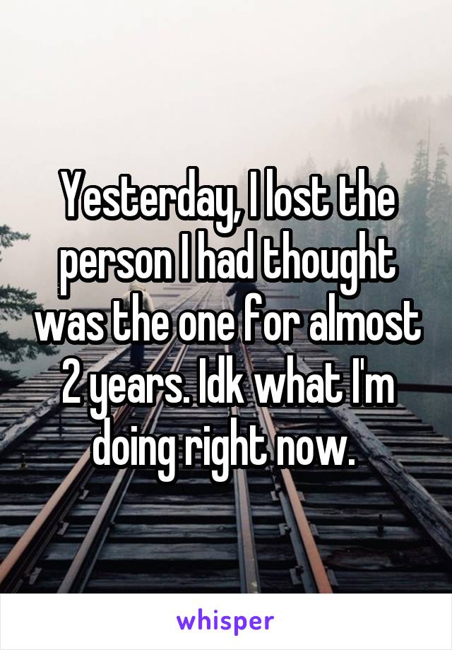 Yesterday, I lost the person I had thought was the one for almost 2 years. Idk what I'm doing right now. 