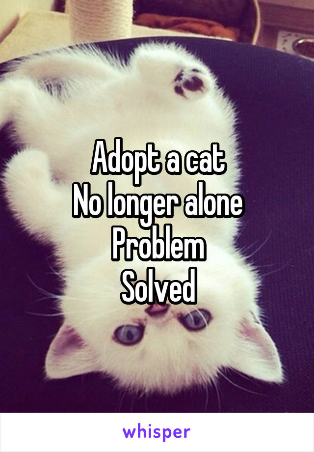 Adopt a cat
No longer alone
Problem
Solved