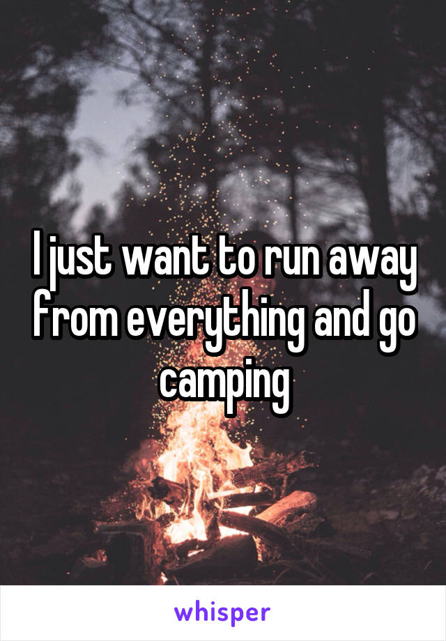 I just want to run away from everything and go camping