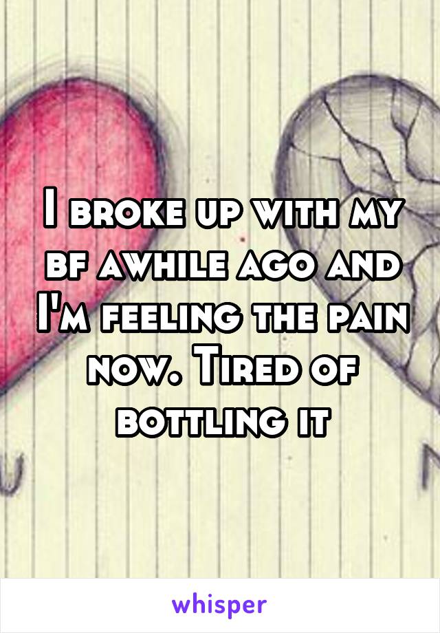 I broke up with my bf awhile ago and I'm feeling the pain now. Tired of bottling it