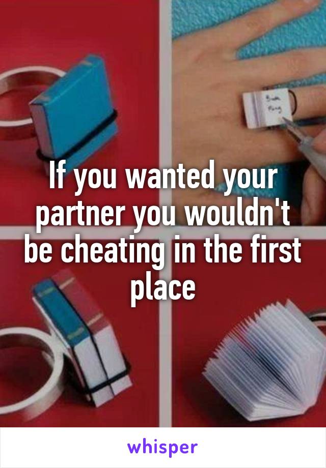 If you wanted your partner you wouldn't be cheating in the first place