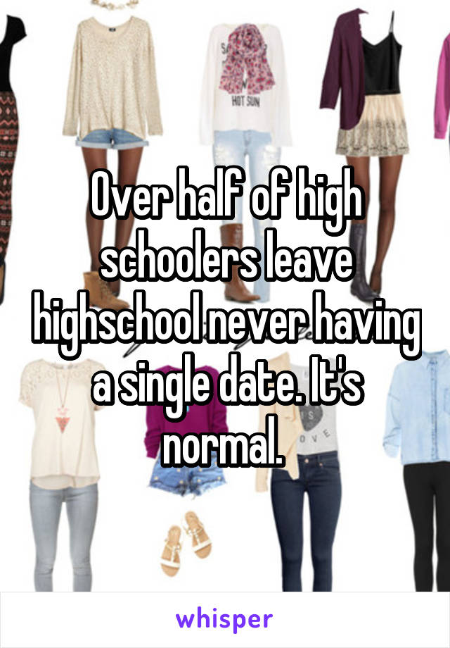 Over half of high schoolers leave highschool never having a single date. It's normal. 