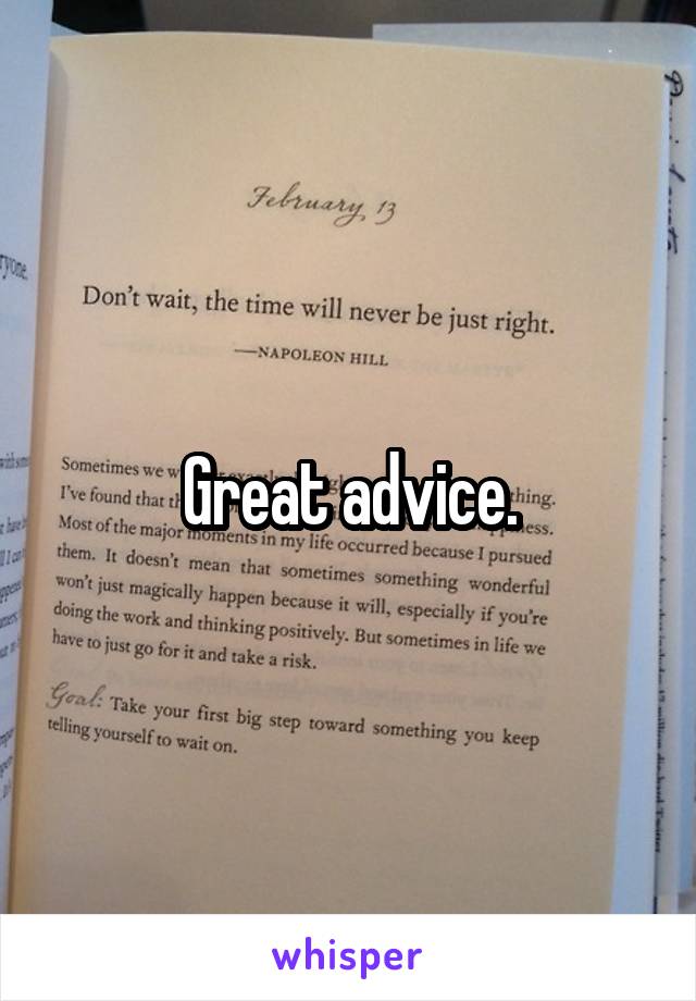 Great advice.