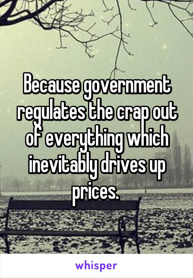 Because government regulates the crap out of everything which inevitably drives up prices. 