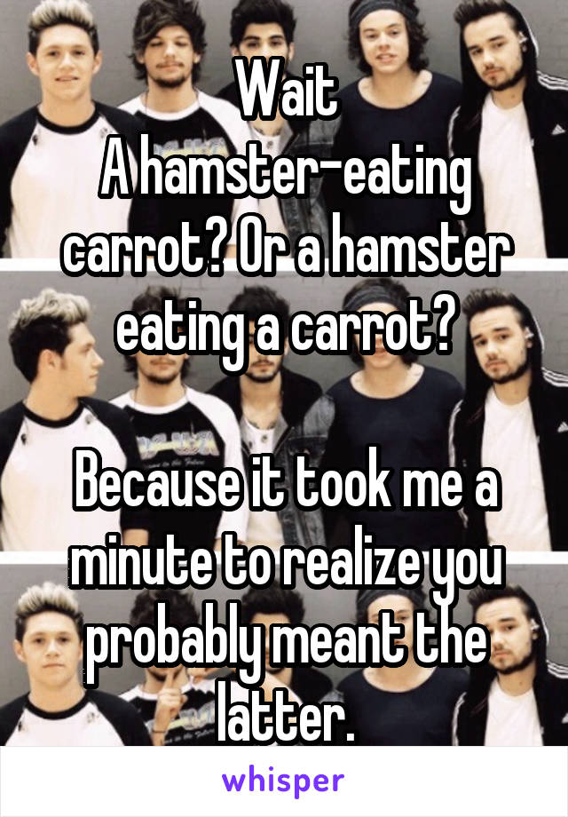 Wait
A hamster-eating carrot? Or a hamster eating a carrot?

Because it took me a minute to realize you probably meant the latter.