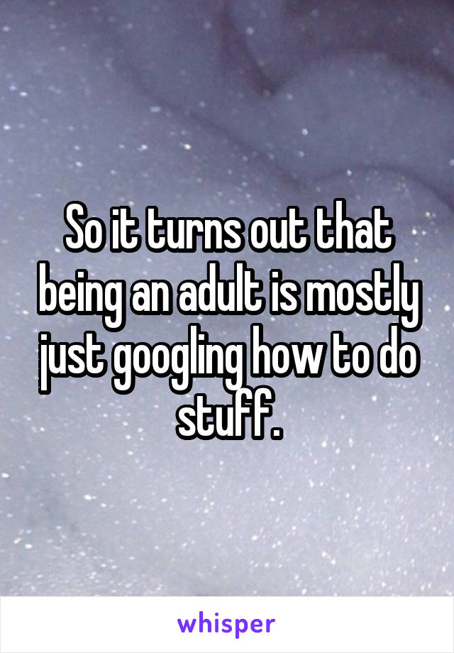 So it turns out that being an adult is mostly just googling how to do stuff.