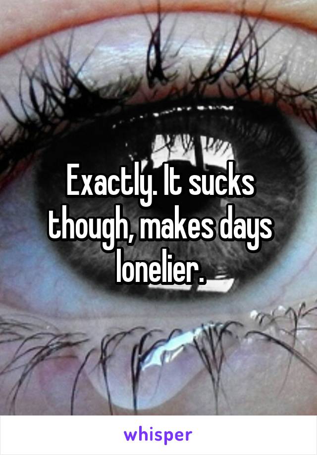 Exactly. It sucks though, makes days lonelier.