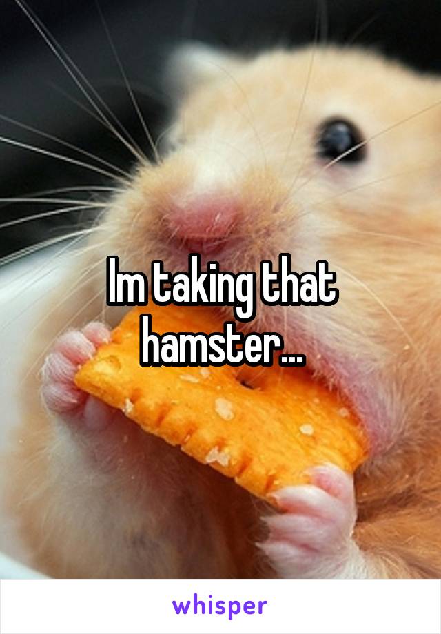 Im taking that hamster...