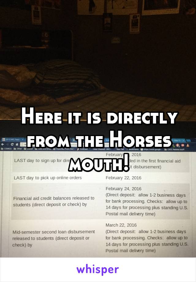 Here it is directly from the Horses mouth!