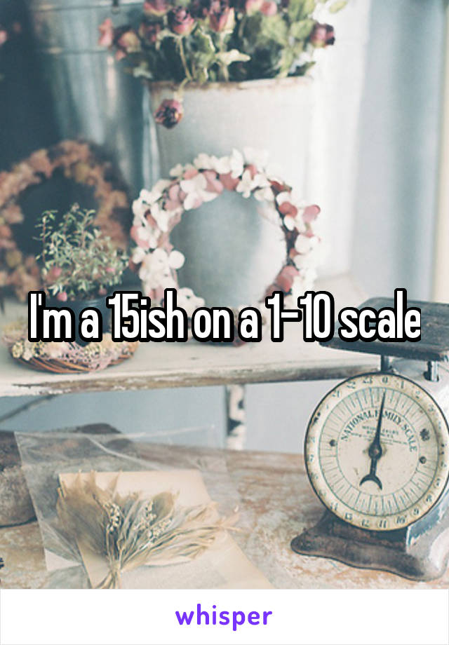 I'm a 15ish on a 1-10 scale