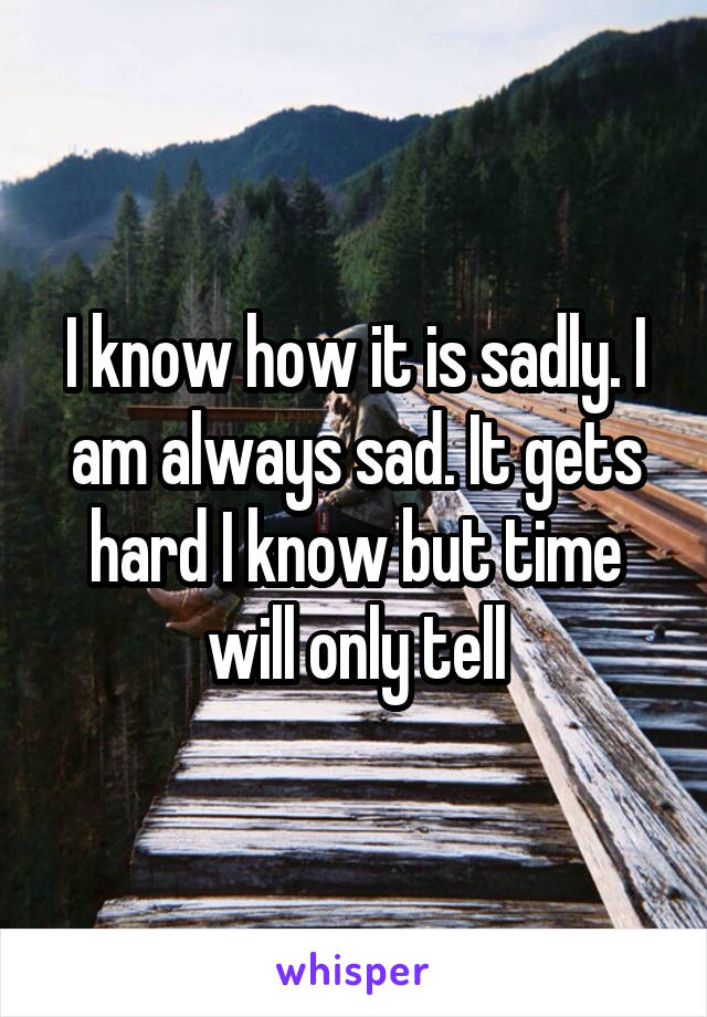 I know how it is sadly. I am always sad. It gets hard I know but time will only tell