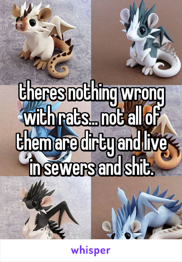 theres nothing wrong with rats... not all of them are dirty and live in sewers and shit.