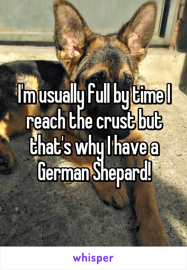 I'm usually full by time I reach the crust but that's why I have a German Shepard!