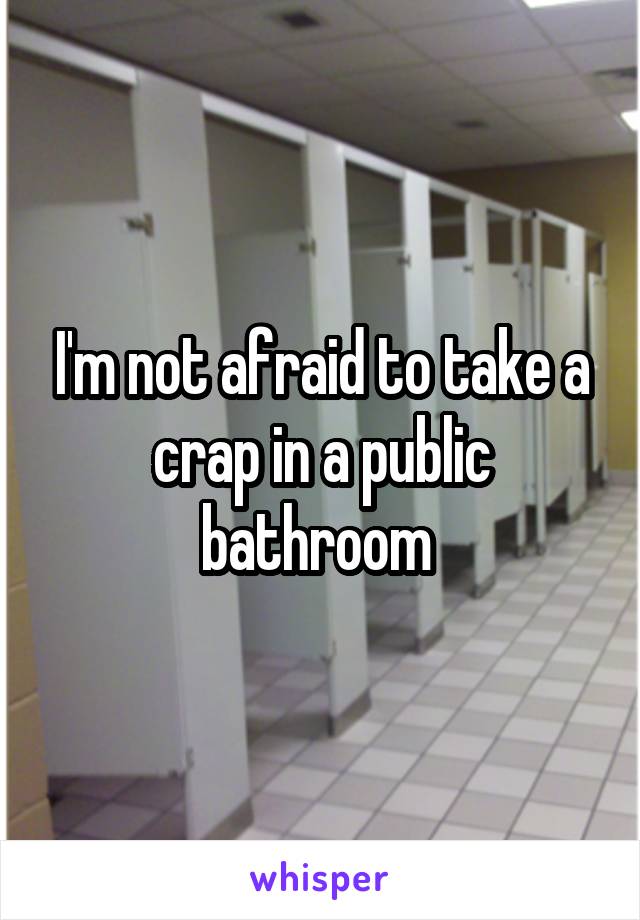 I'm not afraid to take a crap in a public bathroom 