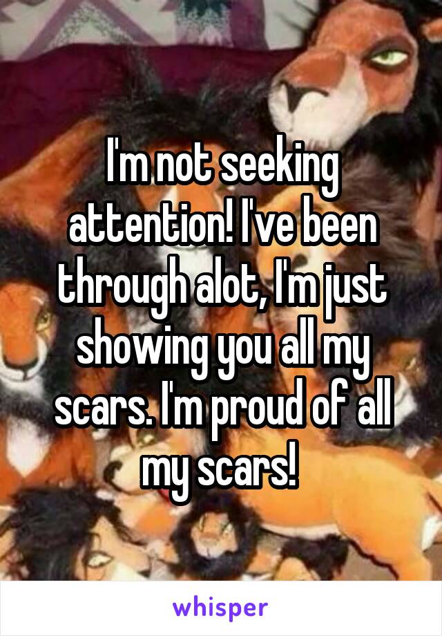 I'm not seeking attention! I've been through alot, I'm just showing you all my scars. I'm proud of all my scars! 