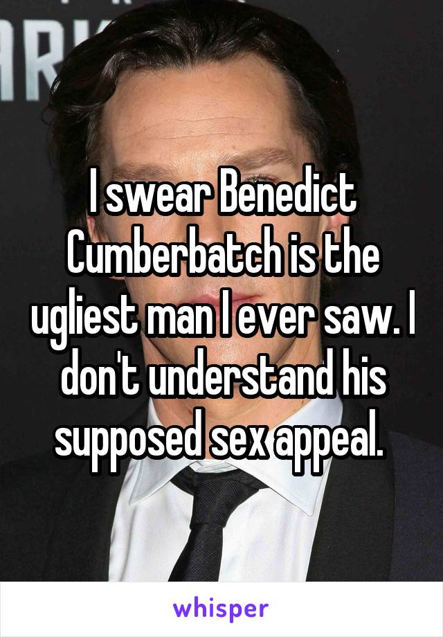 I swear Benedict Cumberbatch is the ugliest man I ever saw. I don't understand his supposed sex appeal. 