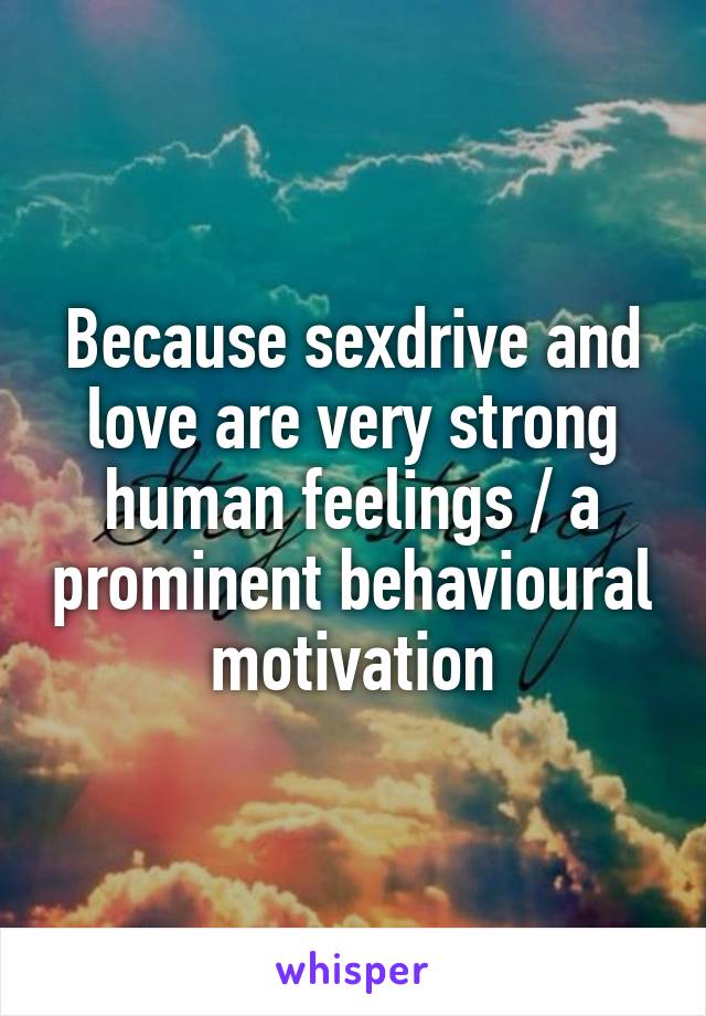 Because sexdrive and love are very strong human feelings / a prominent behavioural motivation