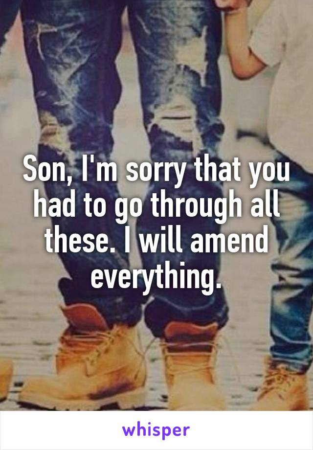 Son, I'm sorry that you had to go through all these. I will amend everything.