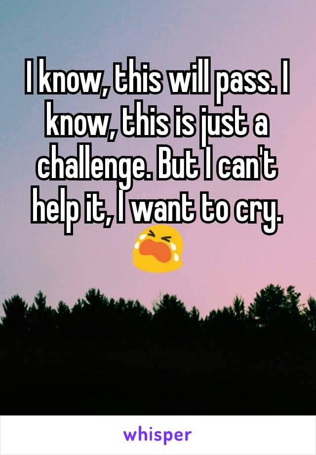 I know, this will pass. I know, this is just a challenge. But I can't help it, I want to cry. 😭
