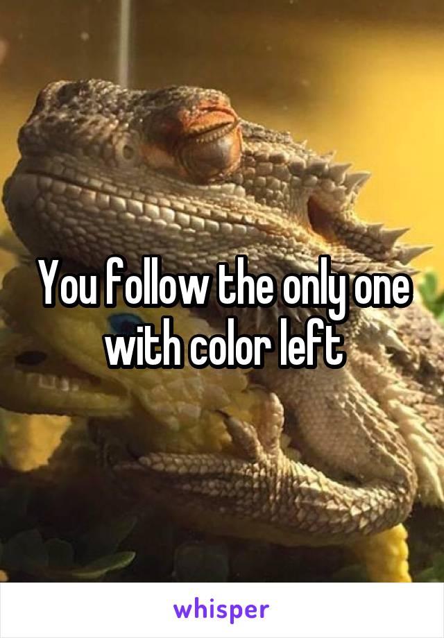 You follow the only one with color left