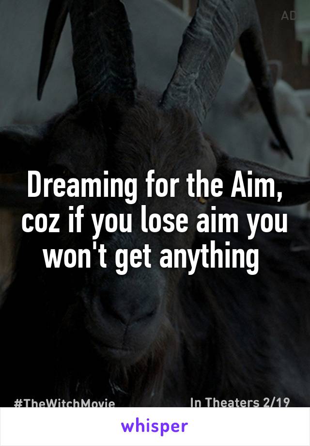 Dreaming for the Aim, coz if you lose aim you won't get anything 