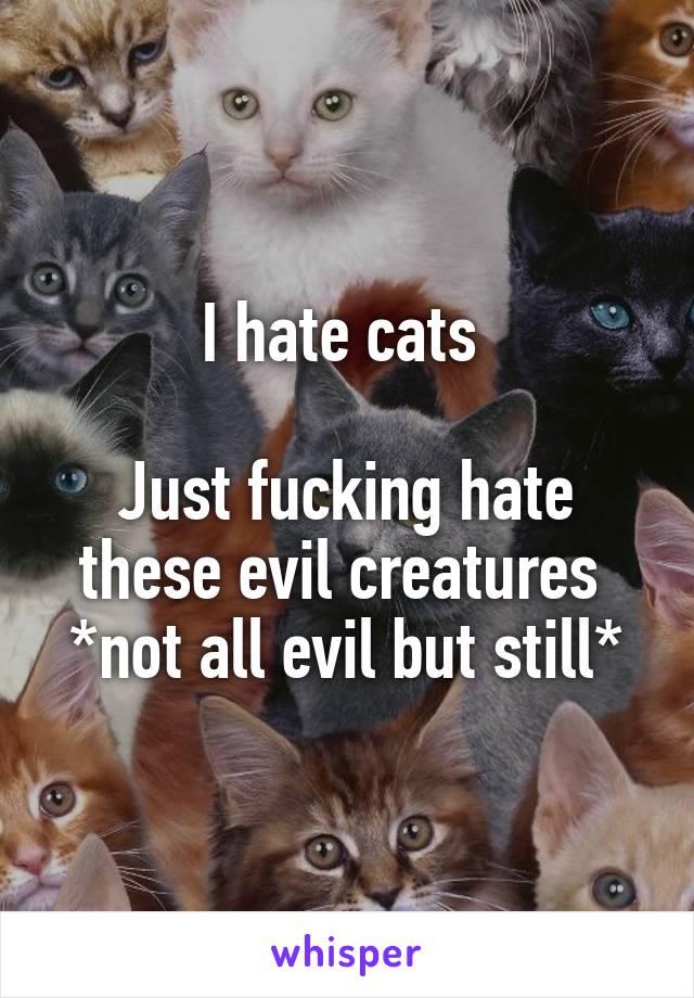 I hate cats 

Just fucking hate these evil creatures 
*not all evil but still*