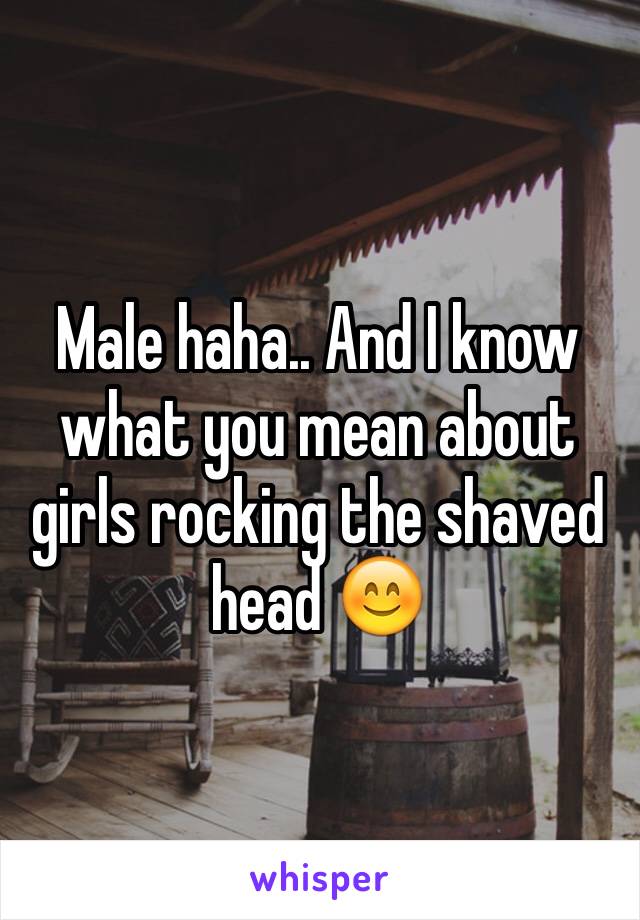 Male haha.. And I know what you mean about girls rocking the shaved head 😊