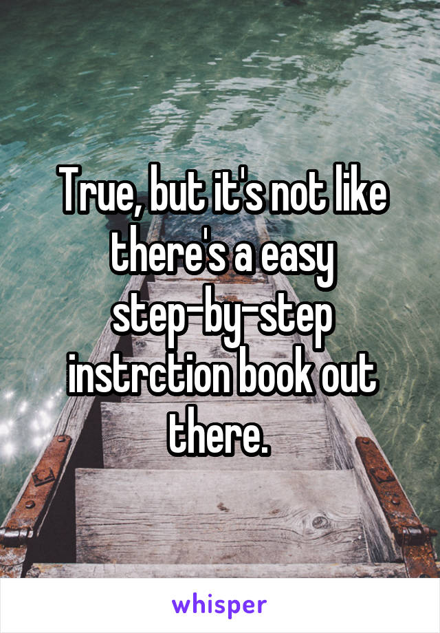 True, but it's not like there's a easy step-by-step instrction book out there. 