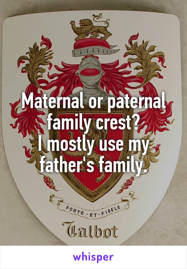 Maternal or paternal family crest?
I mostly use my father's family.