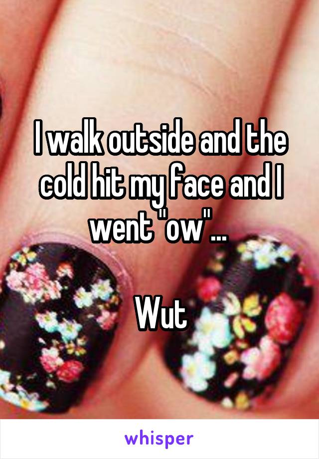 I walk outside and the cold hit my face and I went "ow"... 

Wut