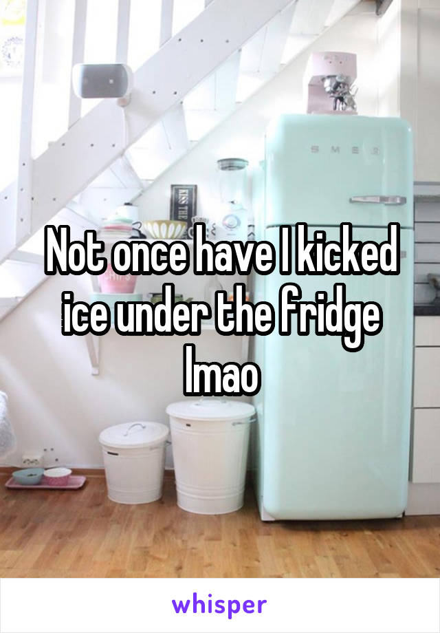 Not once have I kicked ice under the fridge lmao