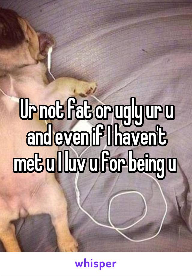 Ur not fat or ugly ur u and even if I haven't met u I luv u for being u 