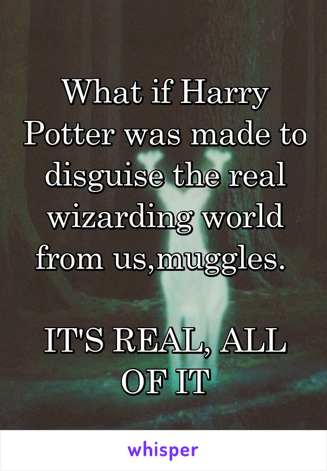 What if Harry Potter was made to disguise the real wizarding world from us,muggles. 

IT'S REAL, ALL OF IT