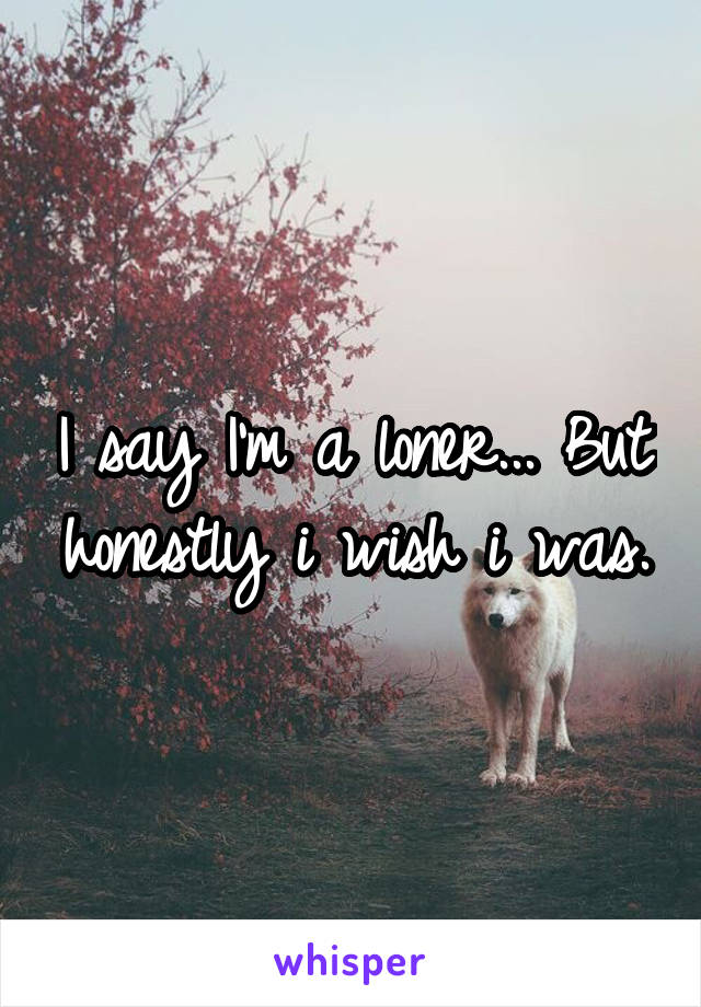 I say I'm a loner... But honestly i wish i was.