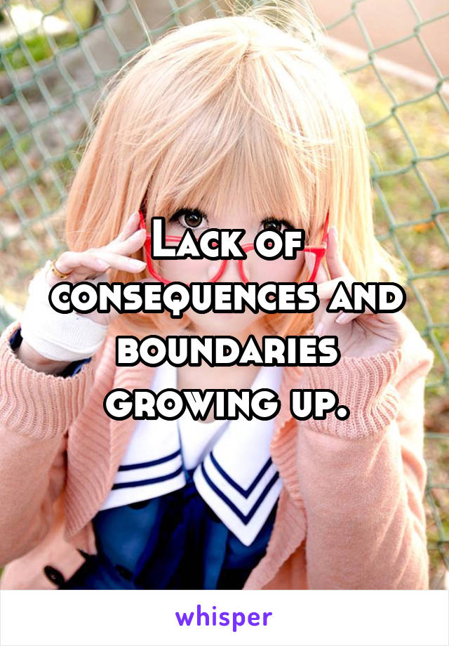 Lack of consequences and boundaries growing up.
