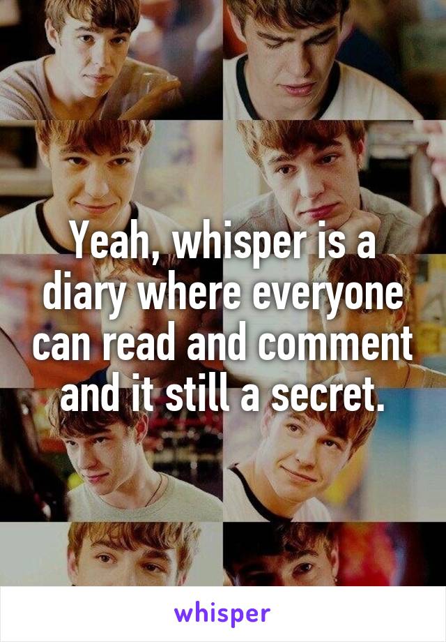 Yeah, whisper is a diary where everyone can read and comment and it still a secret.