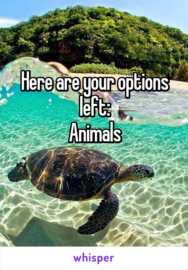Here are your options left:
Animals

