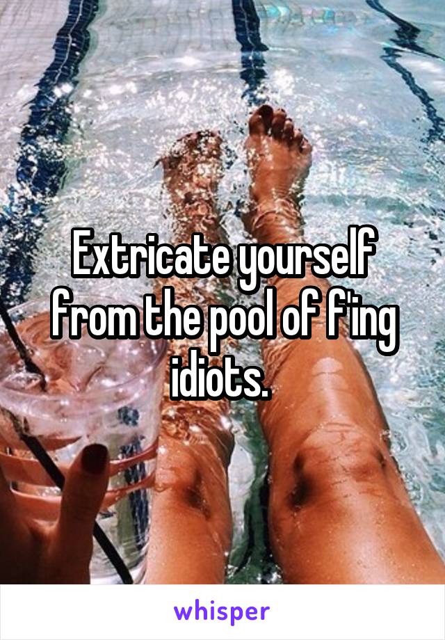 Extricate yourself from the pool of f'ing idiots. 