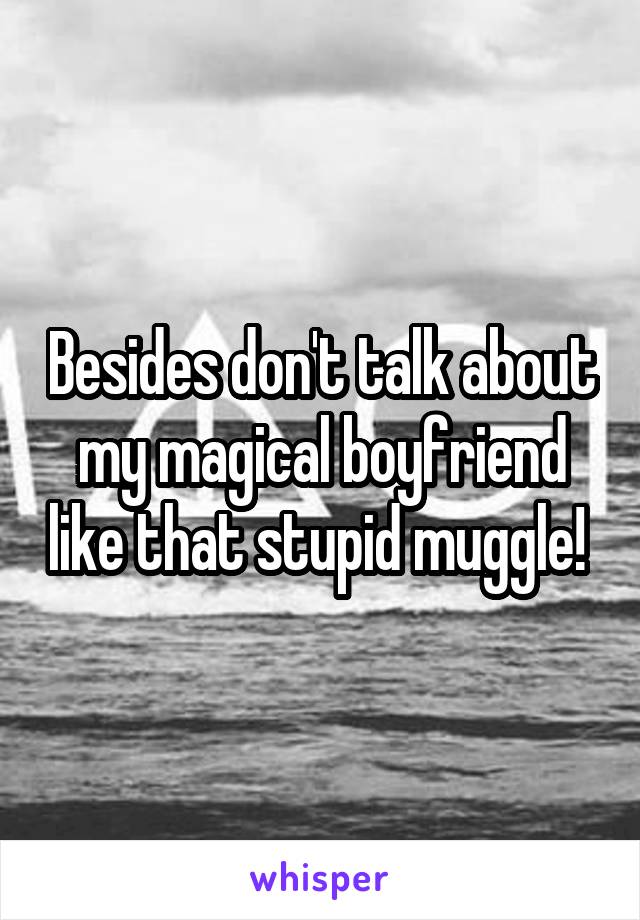 Besides don't talk about my magical boyfriend like that stupid muggle! 