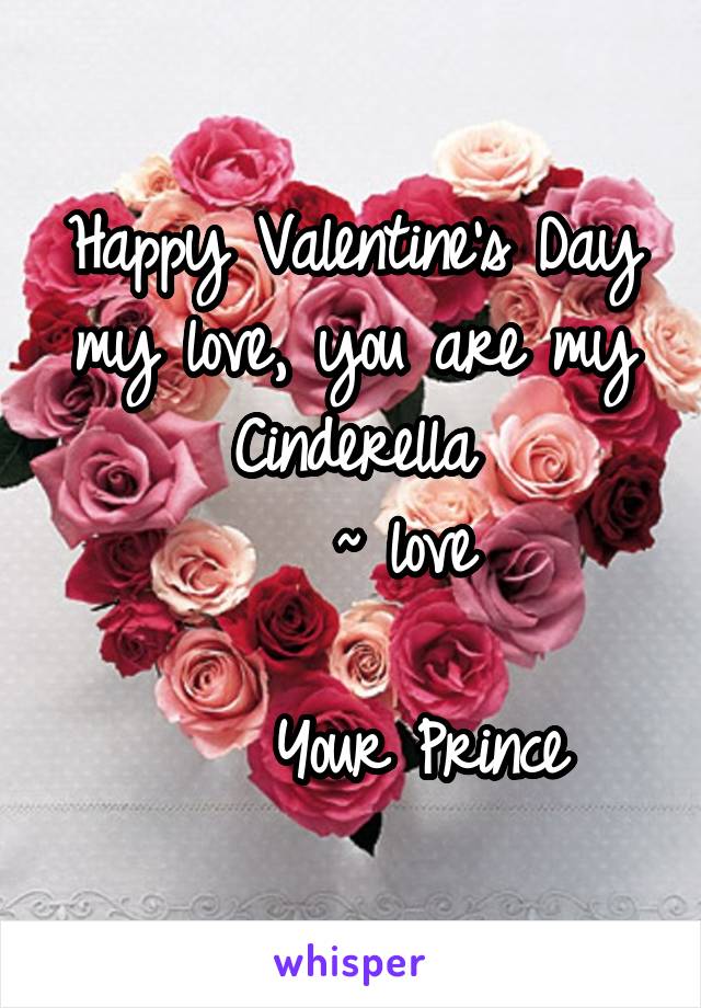 Happy Valentine's Day my love, you are my Cinderella
    ~ love 
                        Your Prince 
