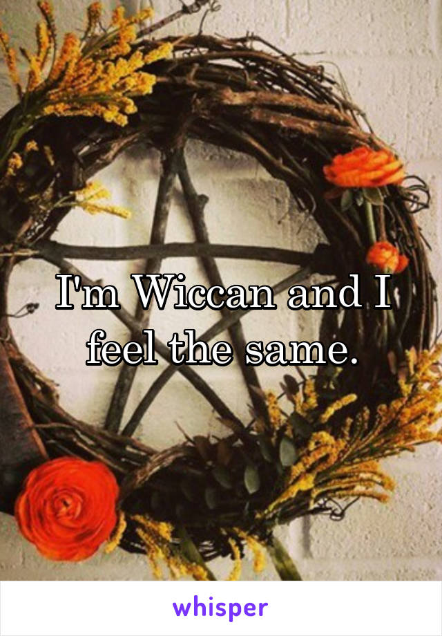 I'm Wiccan and I feel the same.
