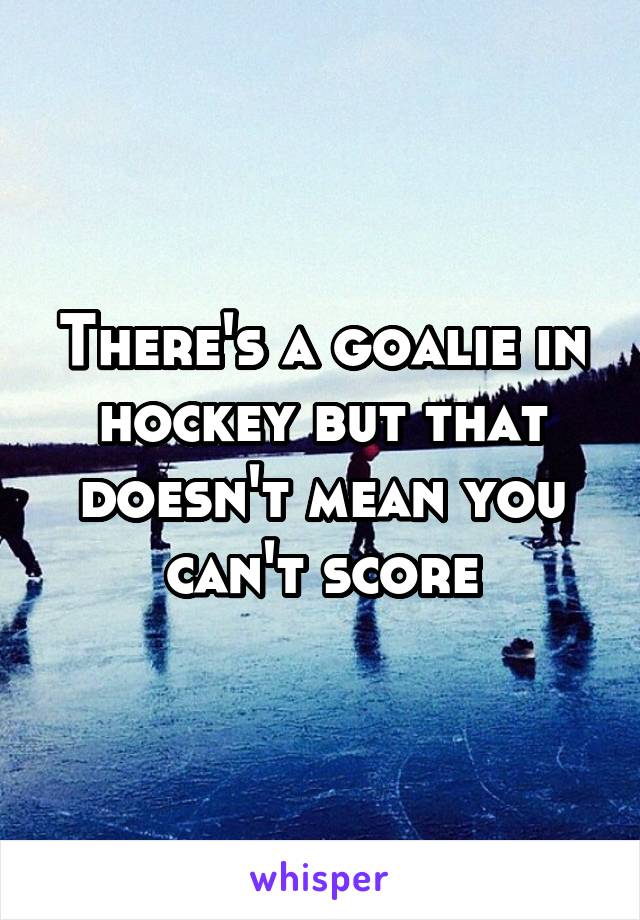 There's a goalie in hockey but that doesn't mean you can't score
