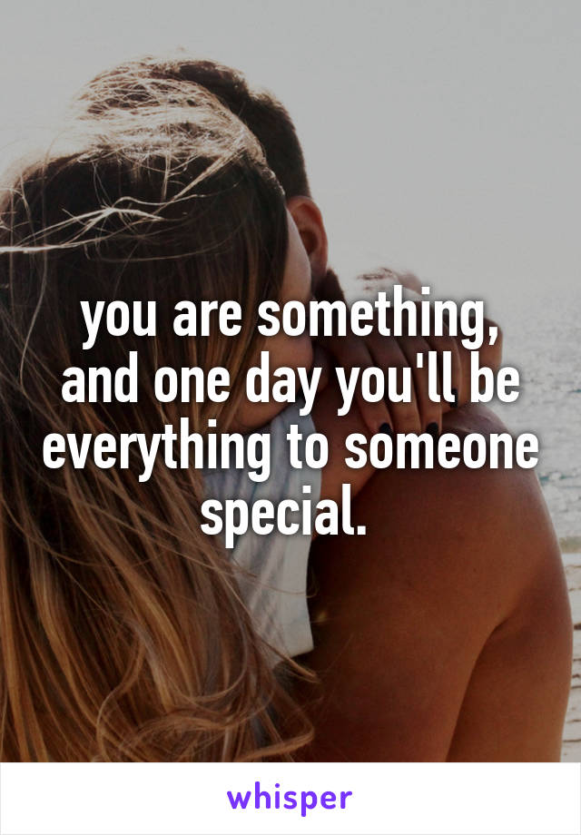 you are something, and one day you'll be everything to someone special. 