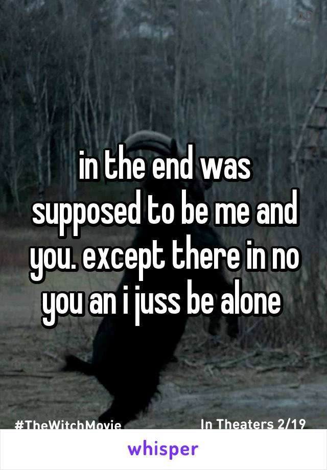 in the end was supposed to be me and you. except there in no you an i juss be alone 