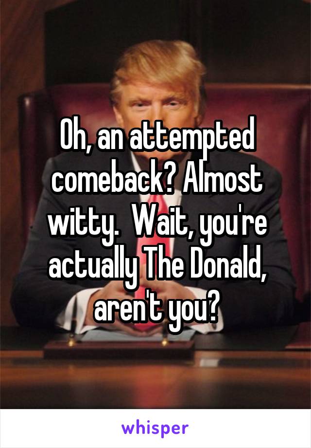 Oh, an attempted comeback? Almost witty.  Wait, you're actually The Donald, aren't you?